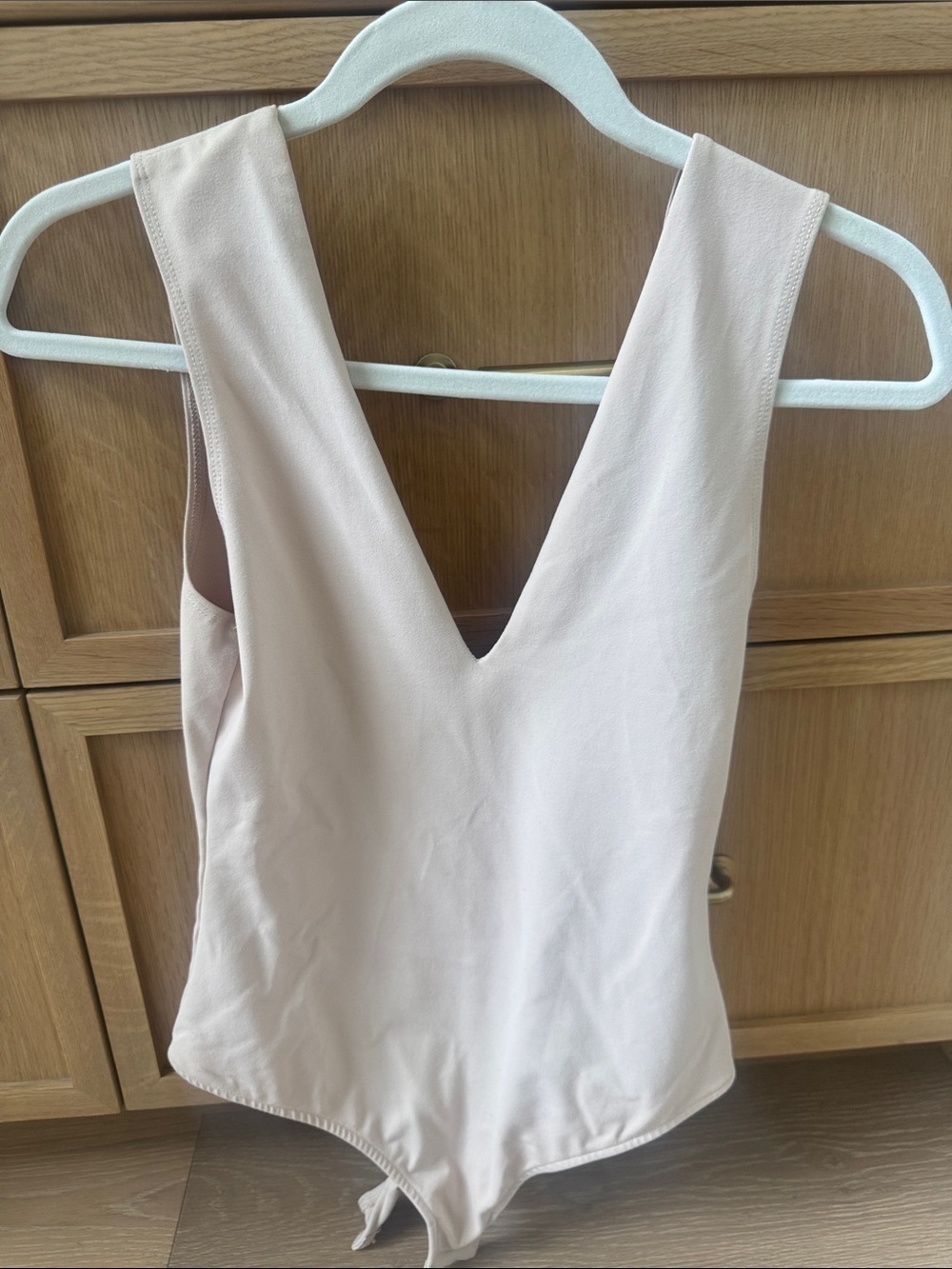 Free People Blush Pink Plunge V-Neck Bodysuit - Picture 5 of 7